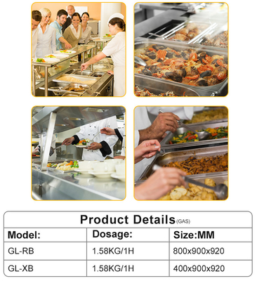 Κατανάλωση αερίου ΥΦΑ/ΦΑ 1,58/2,28Kg/ώρα Εξοπλισμός κουζίνας γρήγορου φαγητού για χωρητικότητα 100Kg