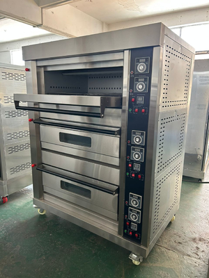 6 δίσκοι Φούρνος με πάτωμα αερίου LPG 220V 50HZ 3 Δίσκοι μοντέλο για εμπορικό εστιατόριο μαγειρική