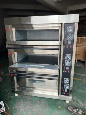 6 δίσκοι Φούρνος με πάτωμα αερίου LPG 220V 50HZ 3 Δίσκοι μοντέλο για εμπορικό εστιατόριο μαγειρική