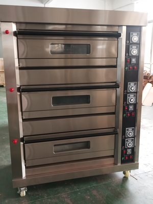 6 δίσκοι Φούρνος με πάτωμα αερίου LPG 220V 50HZ 3 Δίσκοι μοντέλο για εμπορικό εστιατόριο μαγειρική