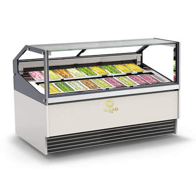 Ιταλικό στυλ Gelato Freezer Εμφάνιση Κουτί με αντίστροφο κύκλο αποψύχωσης και αερισμένο σύστημα ψύξης