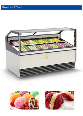 Ιταλικό στυλ Gelato Freezer Εμφάνιση Κουτί με αντίστροφο κύκλο αποψύχωσης και αερισμένο σύστημα ψύξης