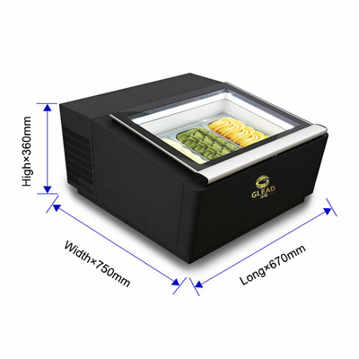 200W Smart Gelato Ice Cream Showcase με αντίστροφο κύκλο αποψύχωσης - 44KG βιομηχανική μονάδα ψύξης