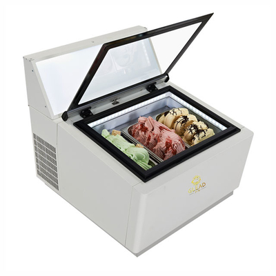 200W Smart Gelato Ice Cream Showcase με αντίστροφο κύκλο αποψύχωσης - 44KG βιομηχανική μονάδα ψύξης