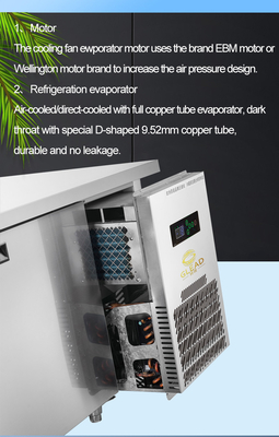 220-240V 2N-50HZ Ψυγμένο με αέρα SS304 Εργασιακό τραπέζι Ψυγείο Εμφάνιση Κουτί