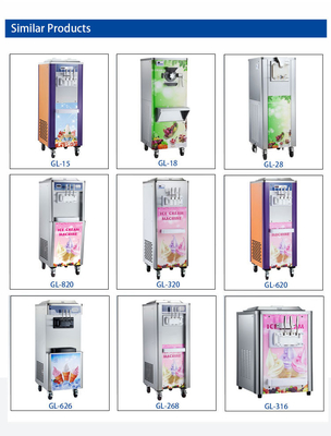 Μηχανή μαλακού παγωτού 6-8kg/h Παραγωγή 5L Hopper για προψύξη και διατήρηση τη νύχτα