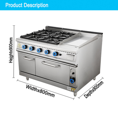 Ξενοδοχείο Gas 4 Range Stove με φούρνο SS304 LPG / φυσικό αέριο για εμπορική χρήση