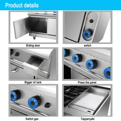 Ξενοδοχείο Gas 4 Range Stove με φούρνο SS304 LPG / φυσικό αέριο για εμπορική χρήση