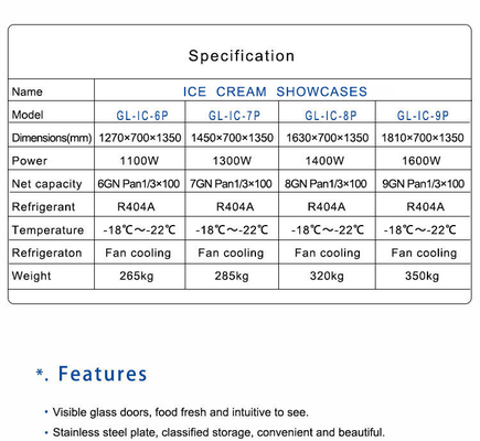 6-Tray 1/3 Size Pan 100L Εμπορικό ξενοδοχείο Ice Cream Machine ανεμιστήρας ψύξης 1100W ισχύς