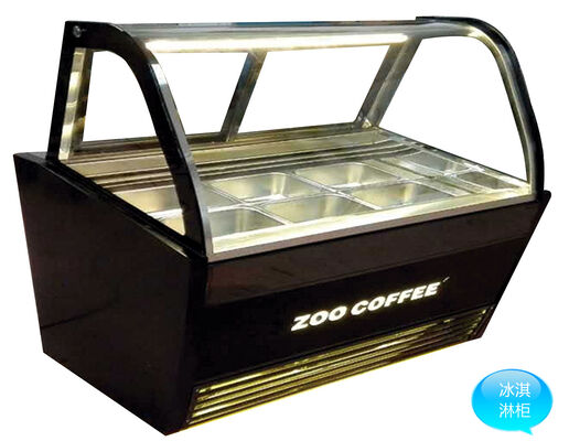 Curved Glass Ice Cream Gelato Display Freezer Dipping Cabinet Commercial Ice Cream Showcase Freezer