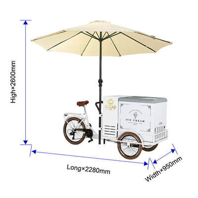 Electric 3-Wheel Ice Cream Tricycle & Towable Mobile Food Trailer For Sale, Built-in Refrigerator Freezer with Onboard Generator for Street Vending Business