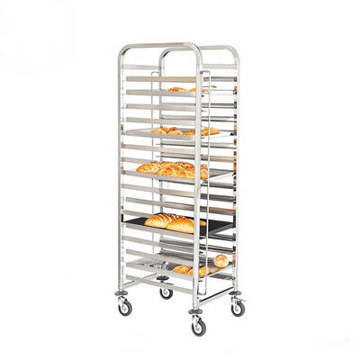 Εμπορικό 15-επίπεδο από ανοξείδωτο χάλυβα Bun Pan Rack Trolley.